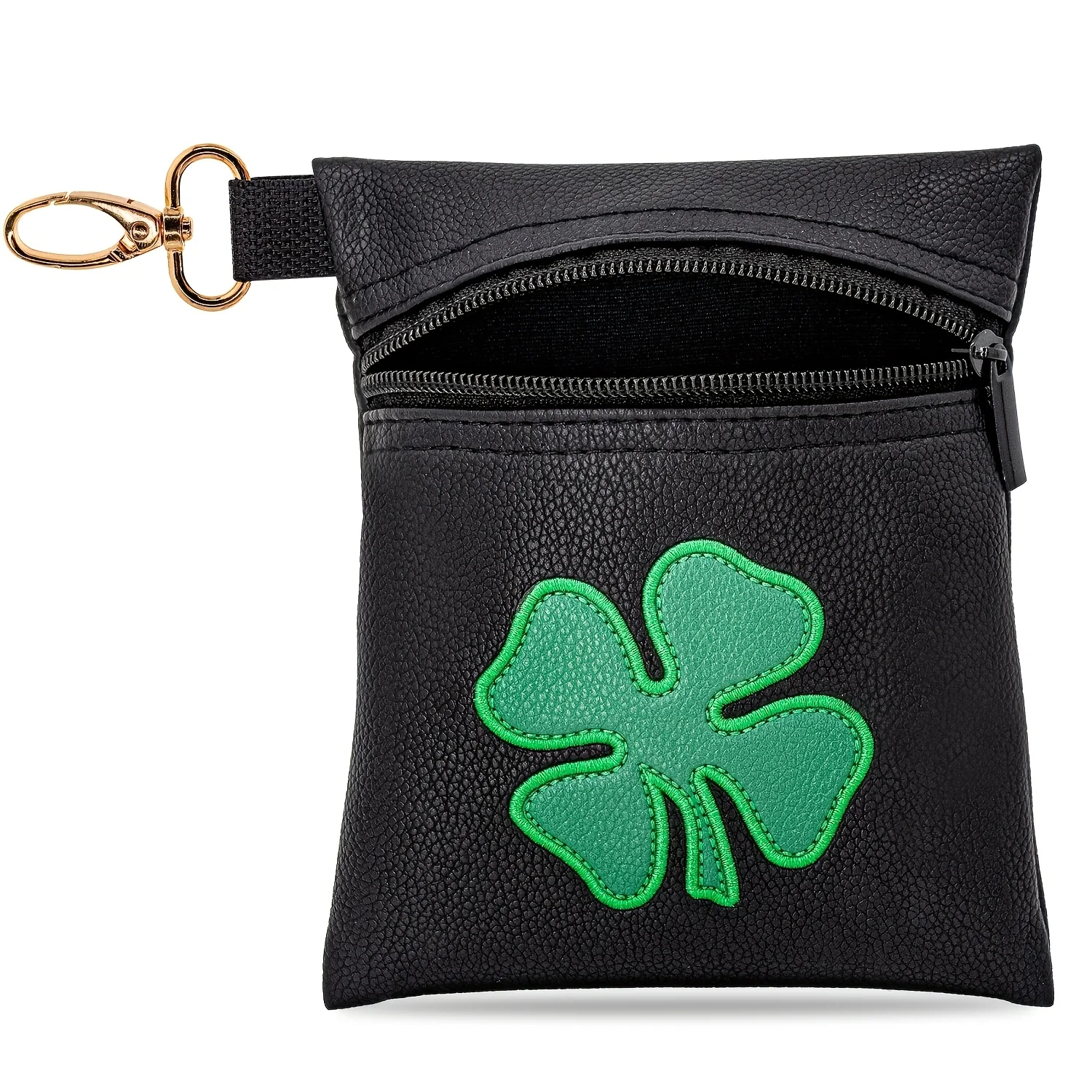1pc Four-Leaf Clover Zipper Bag Golf Valuables Bag. This Portable Bag Is Perfect for Storing Golf Balls And Is a Versatile
