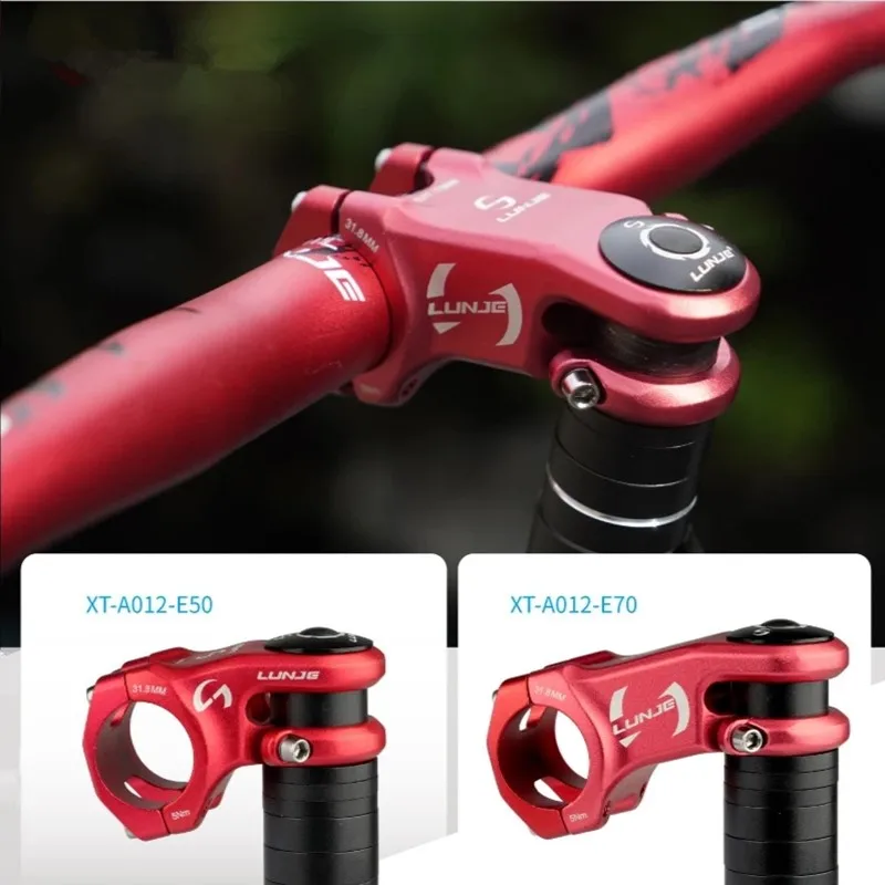 LUNJE Mountain Bike Stem 15 Degrees Vertical Tube Aluminum Alloy Forged Ultra-Light Stem Bicycle Accessories