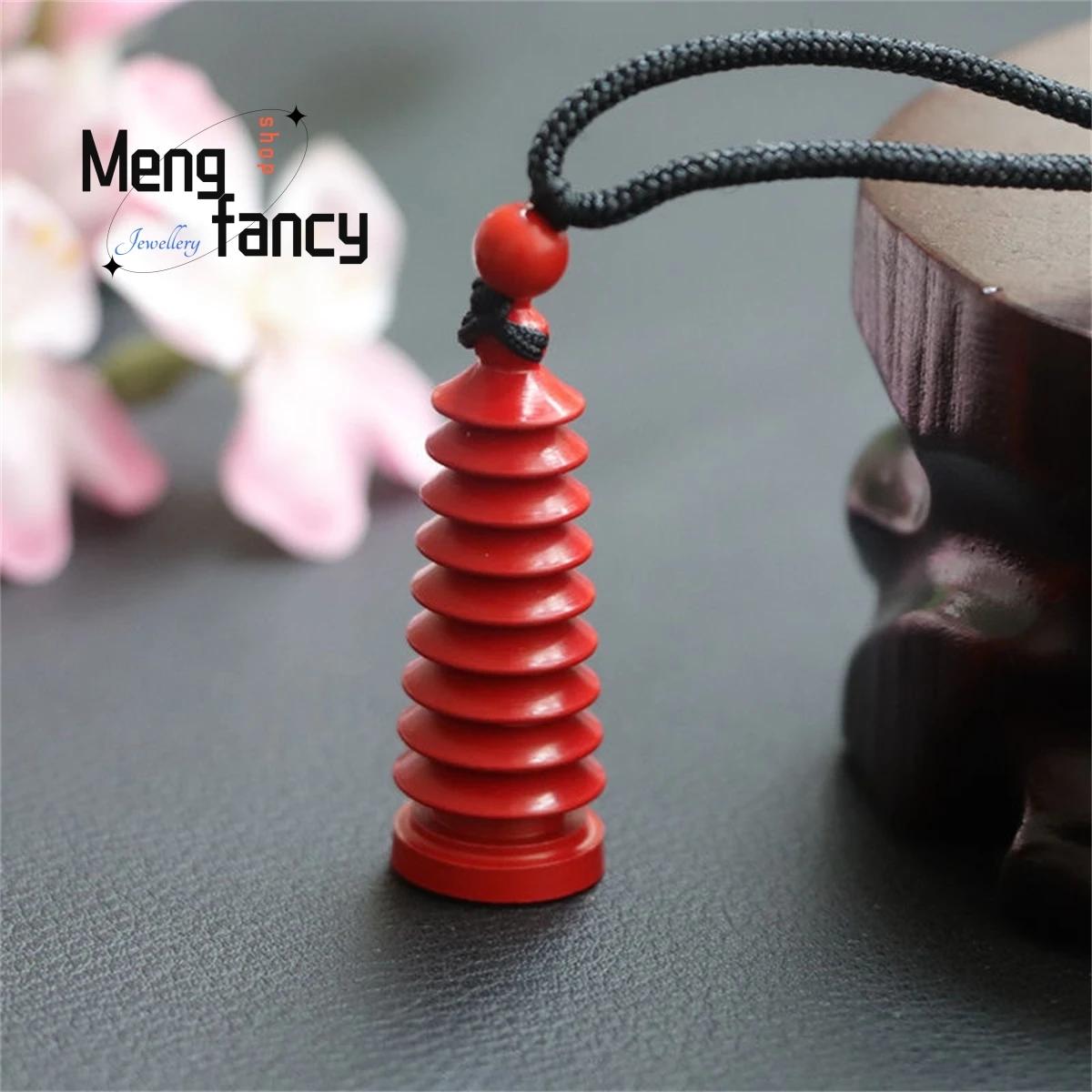 

Natural Cinnabar Wenchang Tower Pendant Simple Generous Personality Retro Ethnic Charm Men Women Jewelry Fashion Mascot Amulet