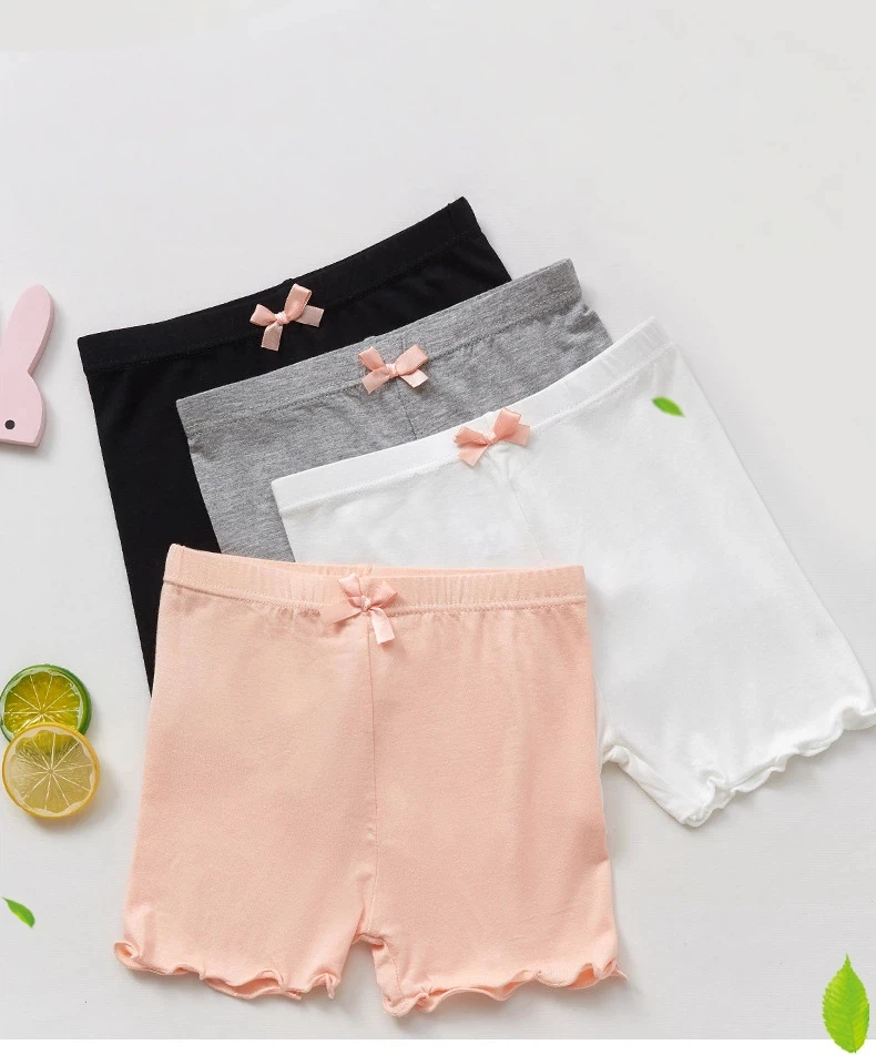 Summer Children's Thin Breathable Safety Pants Girls' Soft Three Part Leggings Underwear with Bow