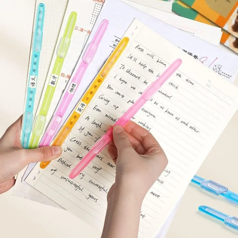 12pcs 2 Hole Binding Clips Strip DIY Album DIY Scrapbook A4 Paper Fasteners Rainbow Colors Loose Leaf Clips School