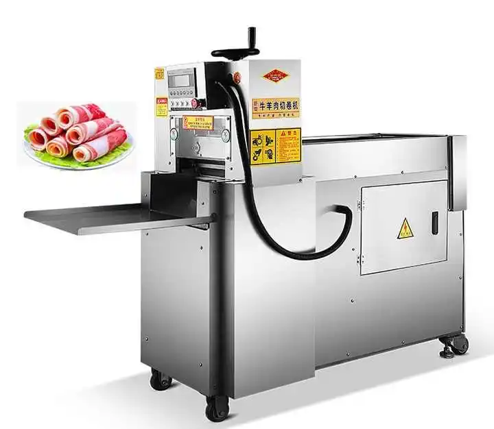 Lamb Meat Roll Bacon Slicer Cut Frozen Meat Slicing Full Automatic Commercial Stainless Steel  Machine for Sale