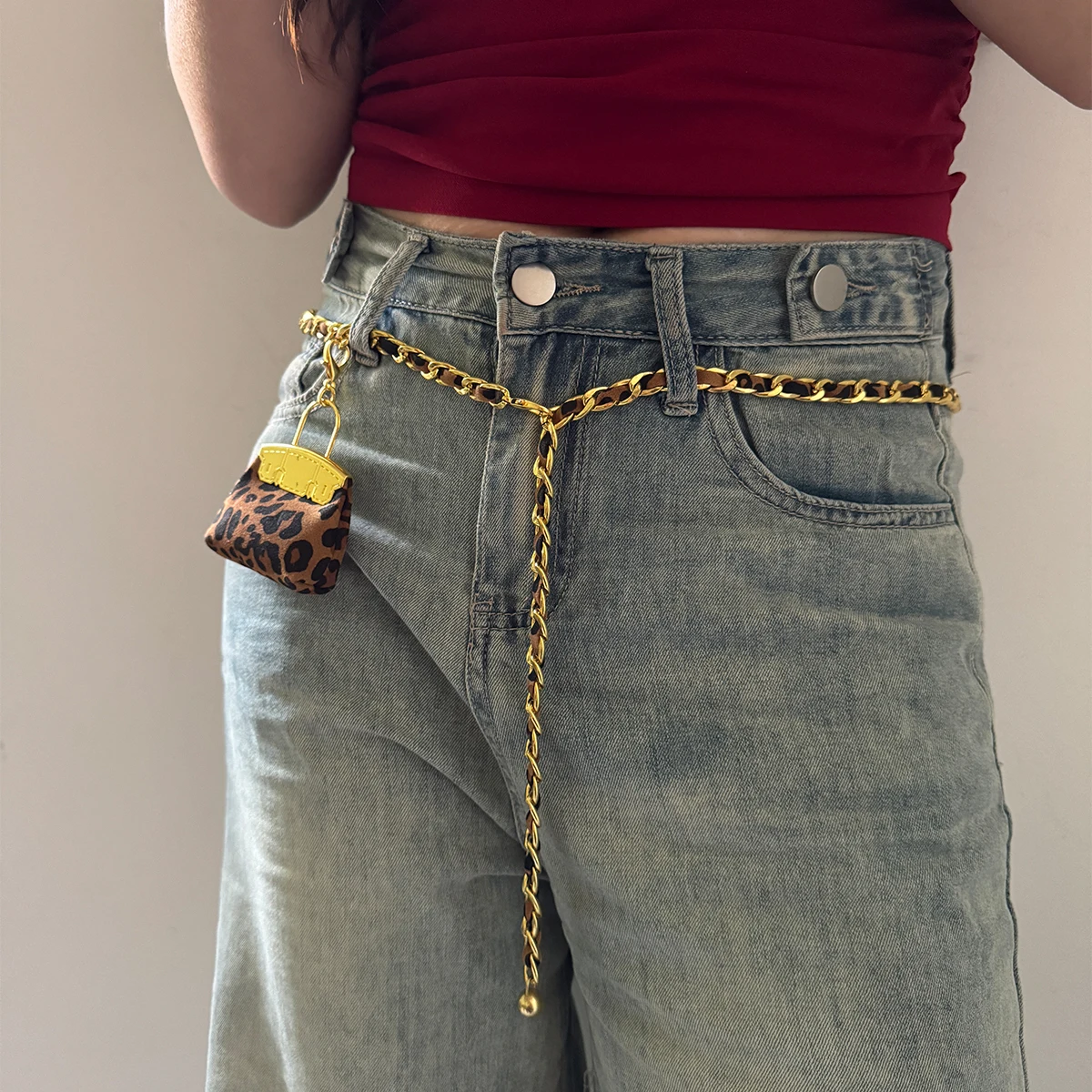 جلد الغزال سلسلة الخصر حقيبة حزام الكتف المرأة حقيبة بحزام الخصر المحفظة موضة الخصر حقيبة انفصال اللعب حزام الخصر #3