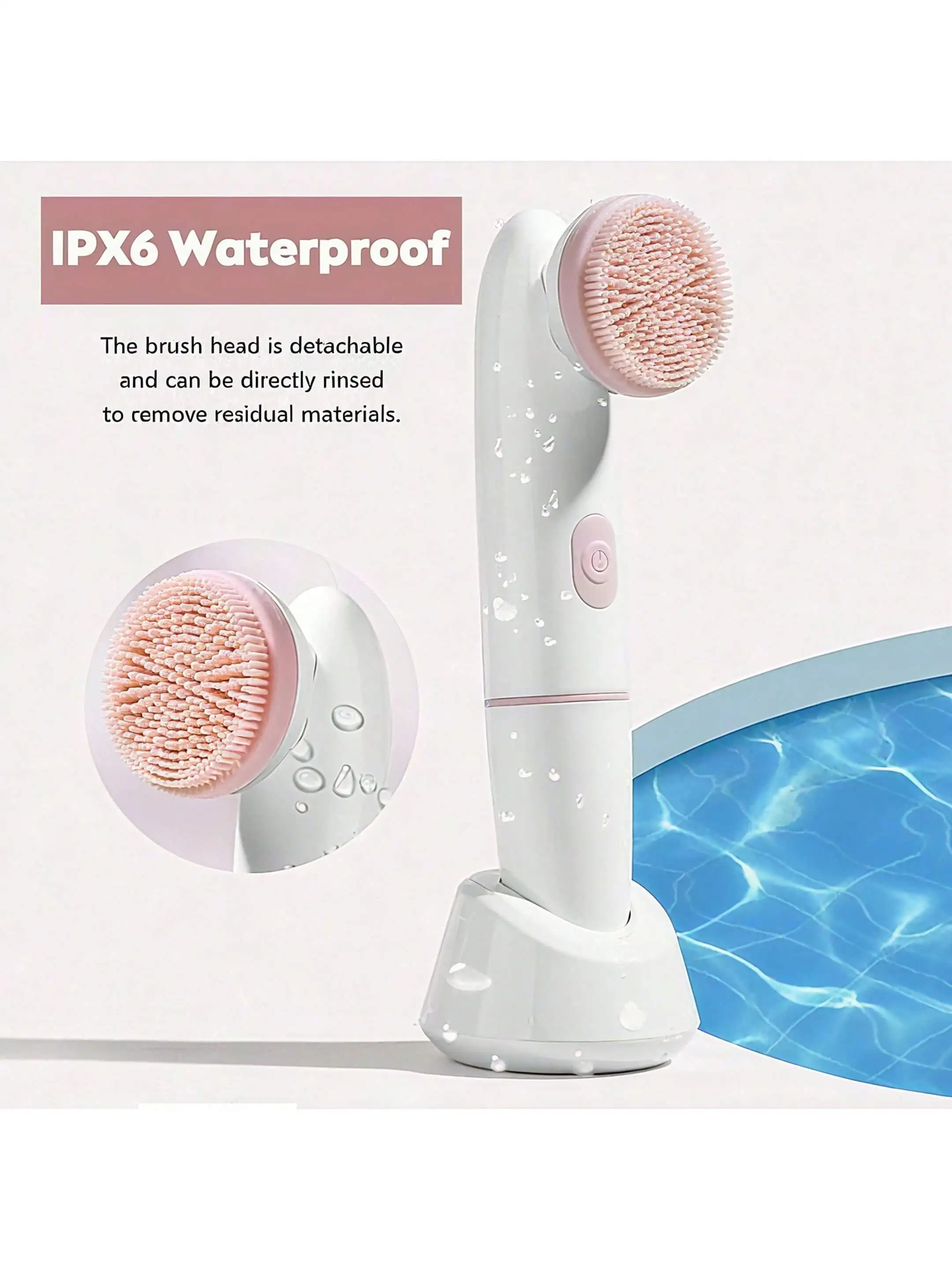 2026 فرشاة تنظيف الوجه الكهربائية مقشر الوجه، منظف الوجه الدوار بالاهتزاز الصوتي يعمل بالبطارية (بدون الخليط) #4