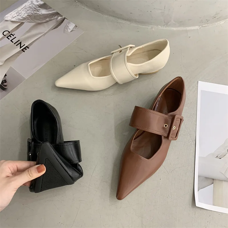 Shoes Woman 2024 Casual Female Sneakers  Modis Flats Pointed Toe Soft New Cute Summer Dress Patent Leather Lace-Up Solid Mary Ja