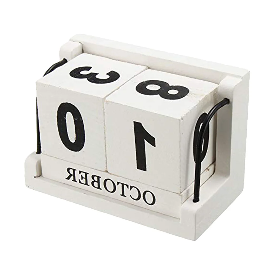 

Vintage Style Wooden Perpetual Desk Calendar Rustic Desktop Calendar Block Wooden Crafts Home Decor Office Decoration Reusable