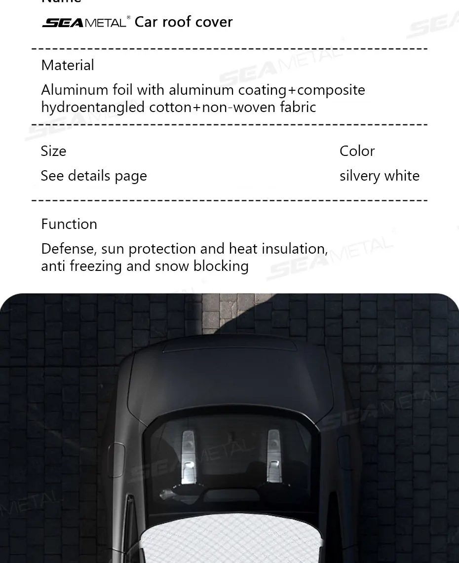 SEAMETAL Auto Schiebedach Schatten Abdeckung Sonnenschutz Wasserdicht Eis Schnee Schutz Sonnenschutz Auto Dach Abdeckung Für Limousinen SUVs Waren – Detail 8