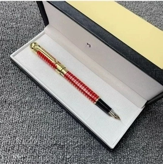 

M Brand Red Cross Pattern Gold-Plated Business Fountain Pen, High-End Calligraphy Pen, Office Writing Pen(No Pen Box Included)