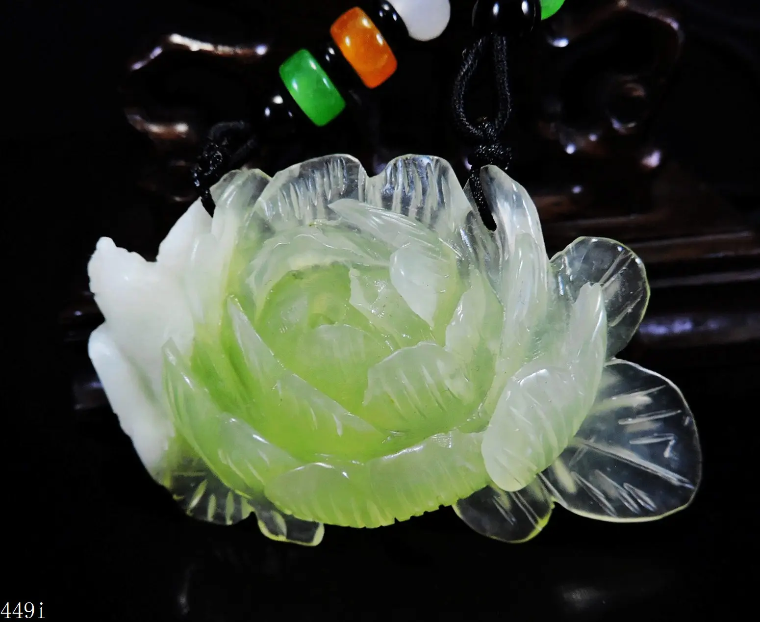 Jade Jewelry Natural Jade Pendant Necklace Hand-Carved bird&peony flower Jadeite Necklace Pendant Gift No Treatment 449i