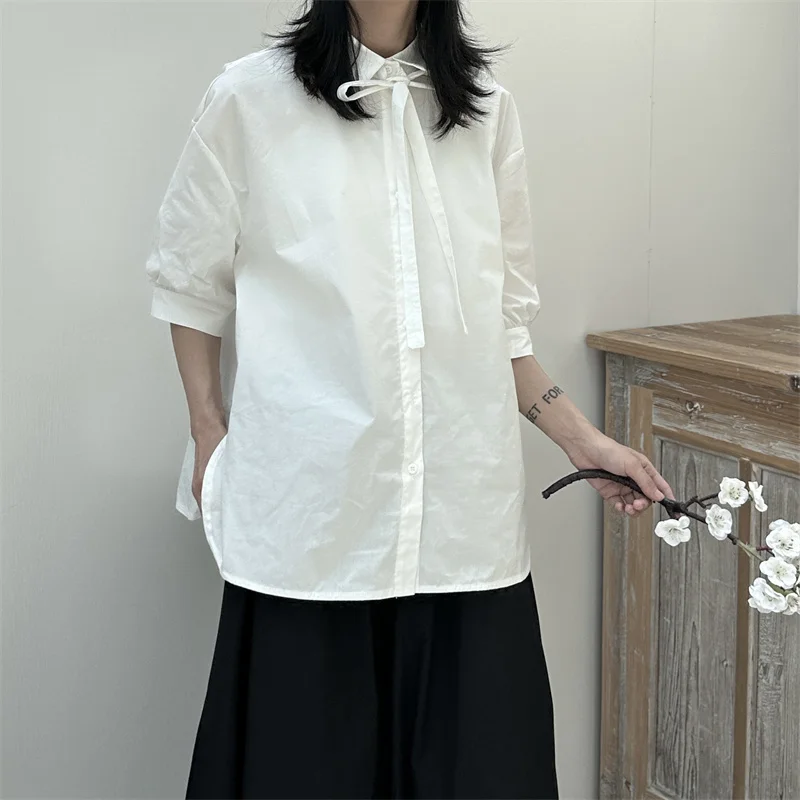 UMI MAO Yamamoto Dark Long Sleeve Shirt 2023 Spring Autumn Designer  Button Up Rose Slim Fit Top Women White Blouse Cotton Y2K