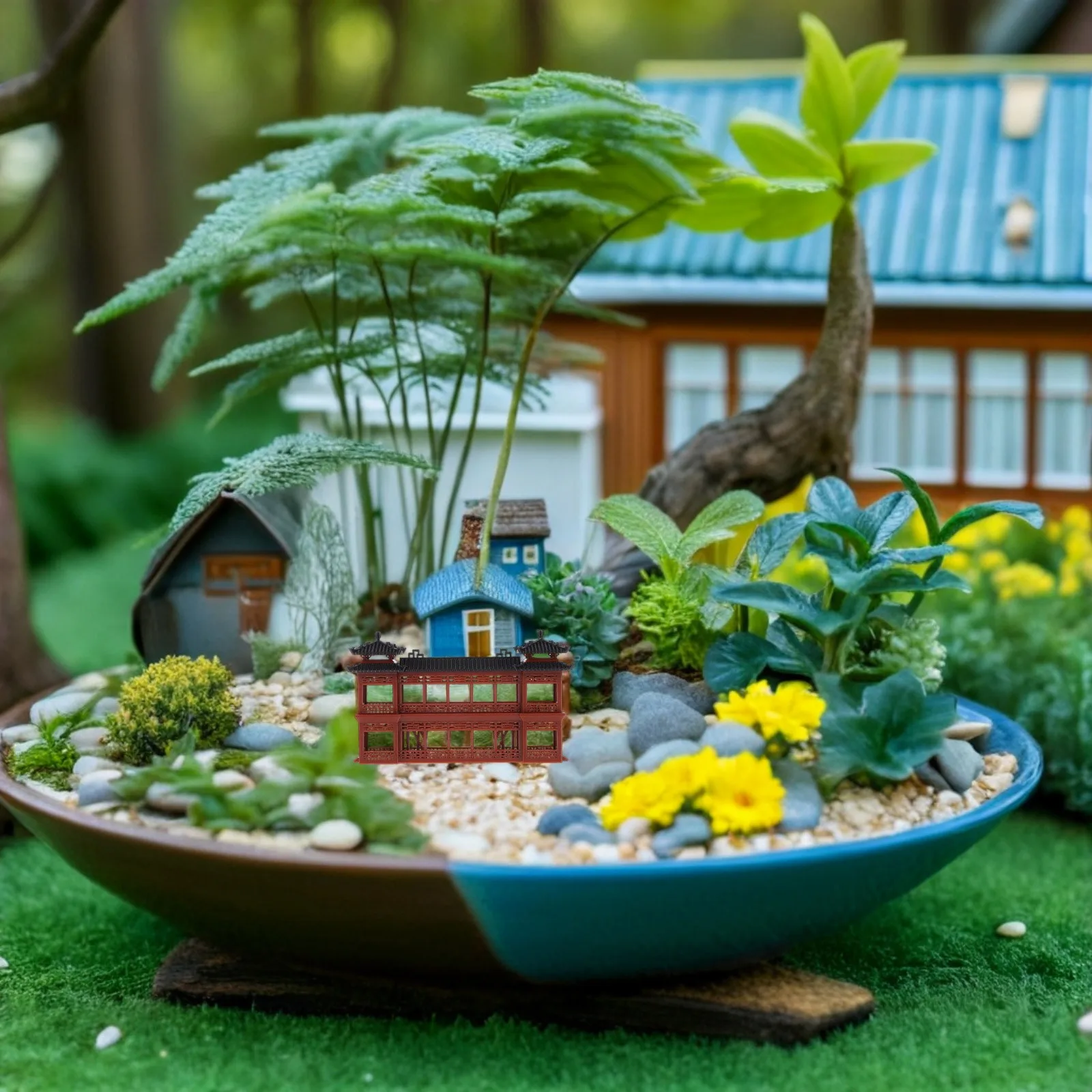 

1pc Micro Pavilion Plastic Miniature Ancient Building For Miniature Garden Home Office Decor Chinese Style Architecture Ornament