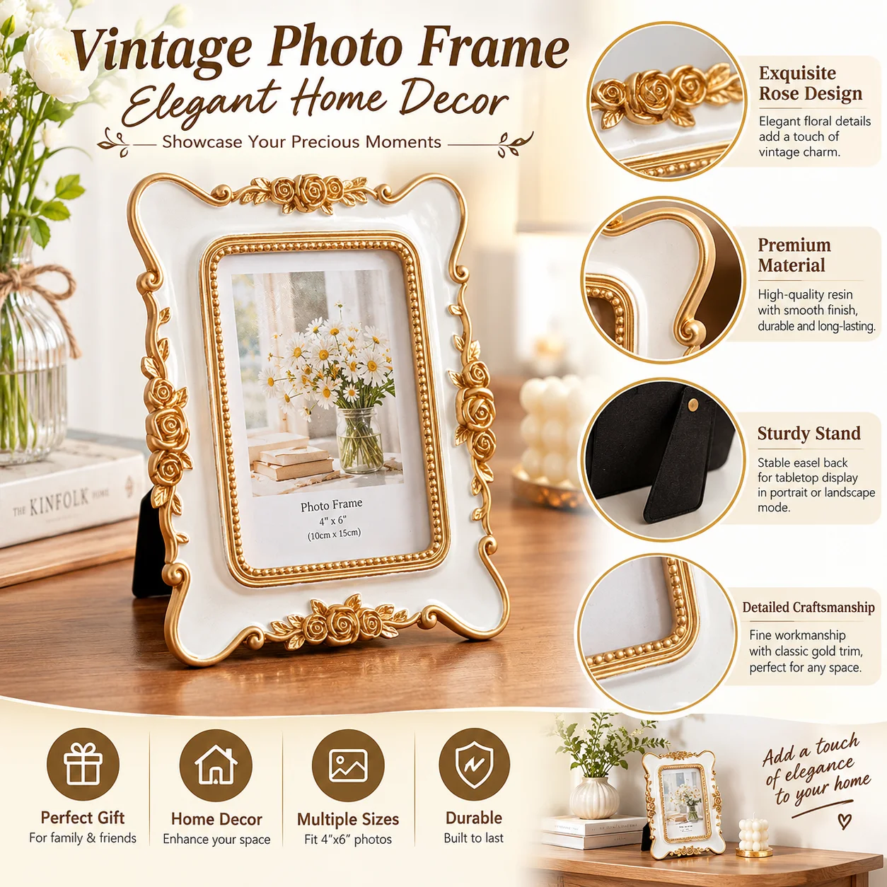 Vintage Resin Picture Frame European Style Embossed Mini Wall Hanging Photo Frame Decorative European style Resin Photo Frames