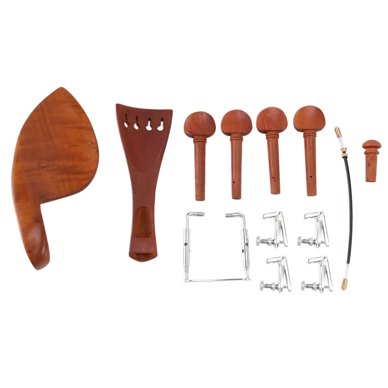 

4X A Natural Jujube Wood 4/4 Violin Parts Accessories Set Of Fine-Tuning, Chinrest Chin Rest, Strings, Tail Nail