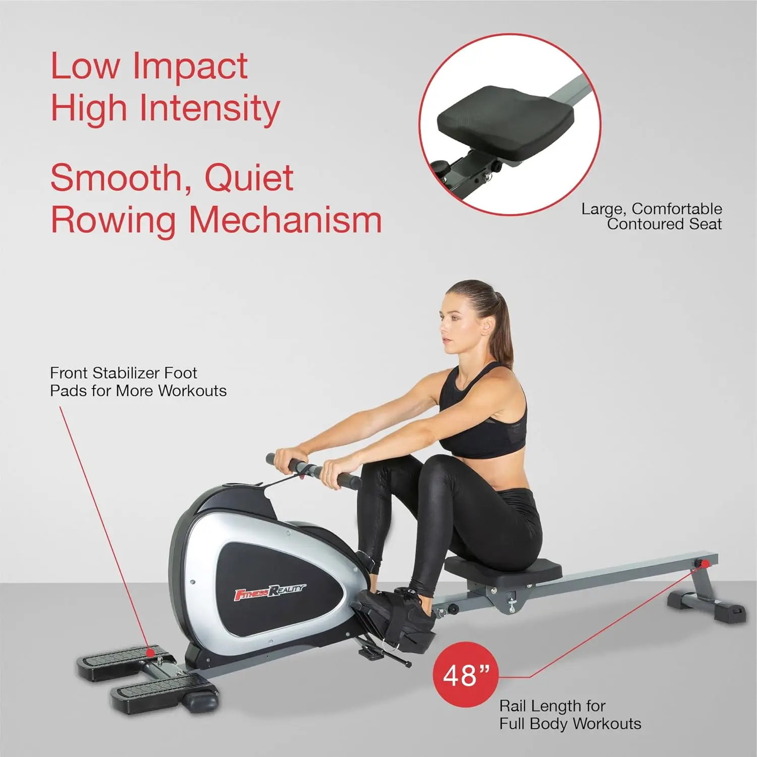 Magnetic Rowing Machine with Bluetooth Workout Tracking Built-In, Additional Full Body Extended Exercises, App C