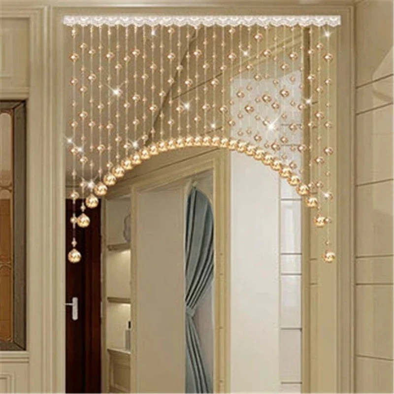 48 faceted champagne Arched Acrylic Crystal Glass Bead Door Curtain Living Room Bedroom Window butterfly bathroom Wedding Decor