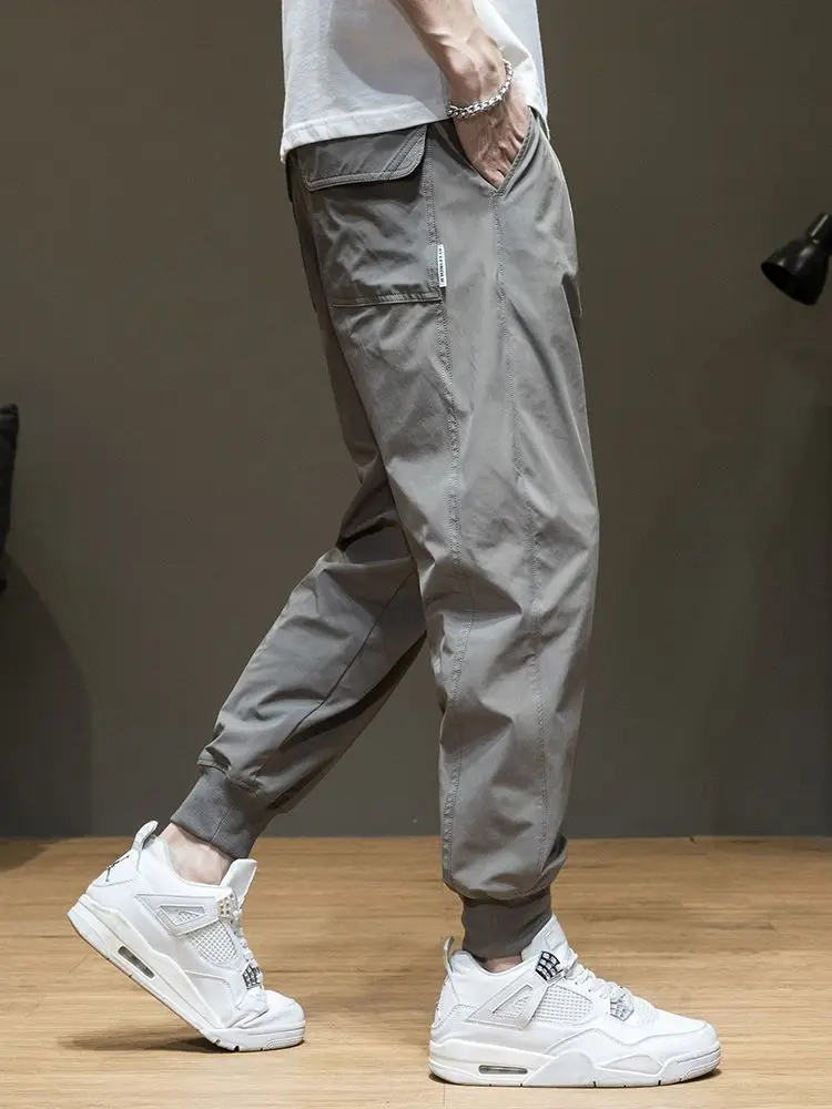 New Spring and Summer Ice Silk Men Loose and Versatile Quick-drying Sports Nine-point Casual Pants