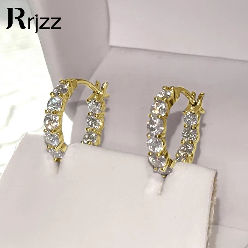 Rrjzz Sparking 3.8mm Full D-Color Moissanite Hoop Earrings for Women 5.72CTTW VVS1 Lab Created Diamond Earrings GRA Jewelry Gift