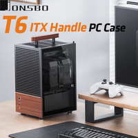 JONSBO T6 Black ITX Handle Chassis Computer Case 3mm Aluminum Alloy Shell 8mm North America Black Walnut Solid Wood MINI PC Case