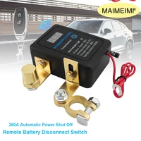 Interruptor de apagado antifugas de batería de coche de 12V, interruptores de desconexión de Control remoto inteligente automático 260A para seguridad de vehículos