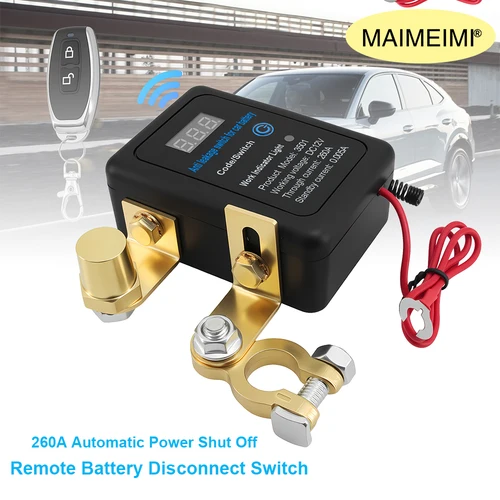 Imagen 1 del producto Interruptor de apagado antifugas de batería de coche de 12V, interruptores de desconexión de Control remoto inteligente automático 260A para seguridad de vehículos