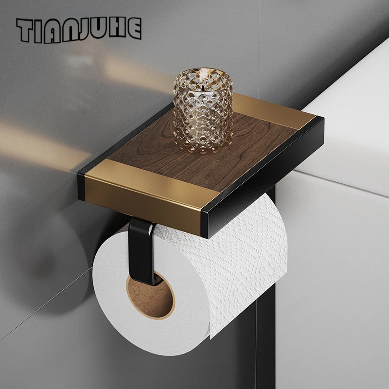 WC Paper Phone Holder Stainless Steel Toilet Paper Holder Bathroom Wall Mount Shelf Towel Roll shelf Accessories