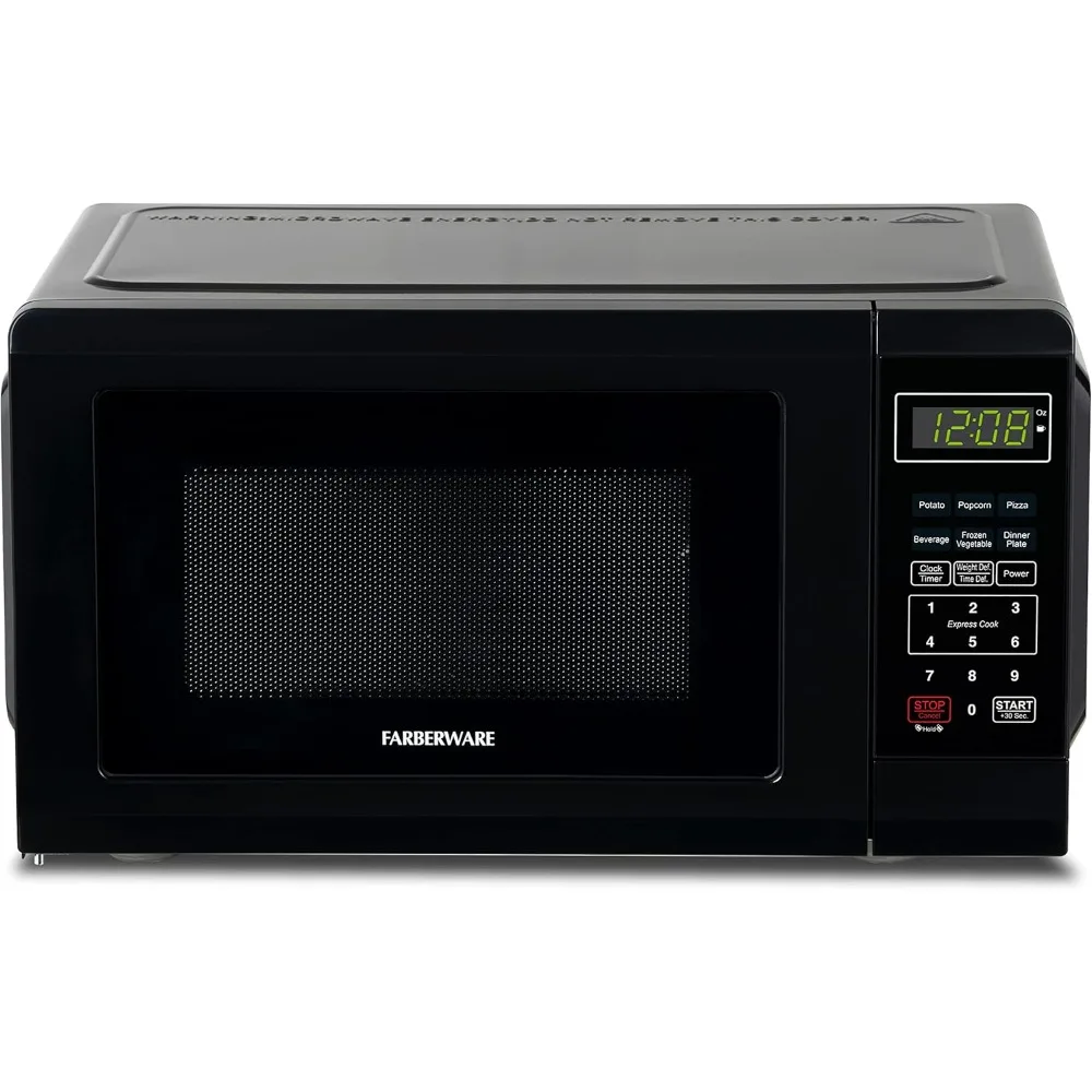 

Compact Countertop Microwave Oven 0.7 Cu. Ft. 700-Watt with LED Lighting, Child Lock, Easy Clean Grey Interior