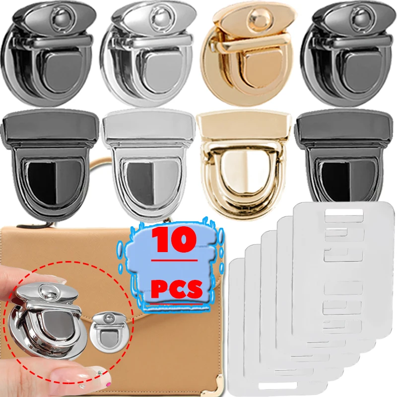 

5/10pcs DIY Wallet Buckle Purse Metal Clasp Locks Lock Clasp Bag Catch Purse Thumb Lock Purse Buckle Fasteners Craft Accessories