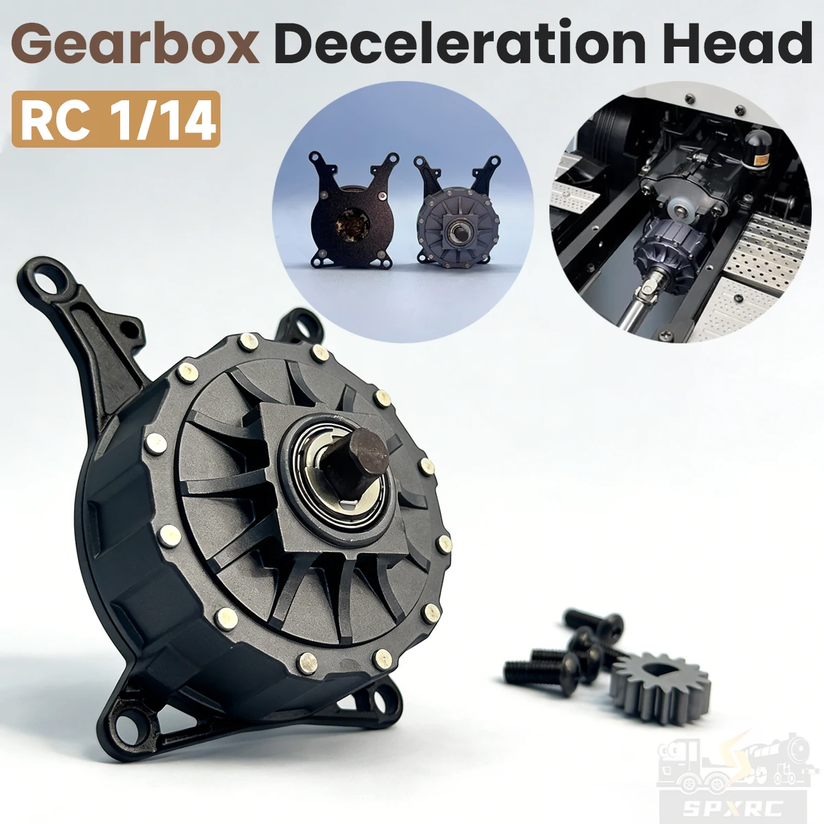 Metal Torque Enhancer Gearbox Deceleration Head CNC For 1/14 Tamiya RC Lesu Scania Man Remote Control Trailer Toy Parts