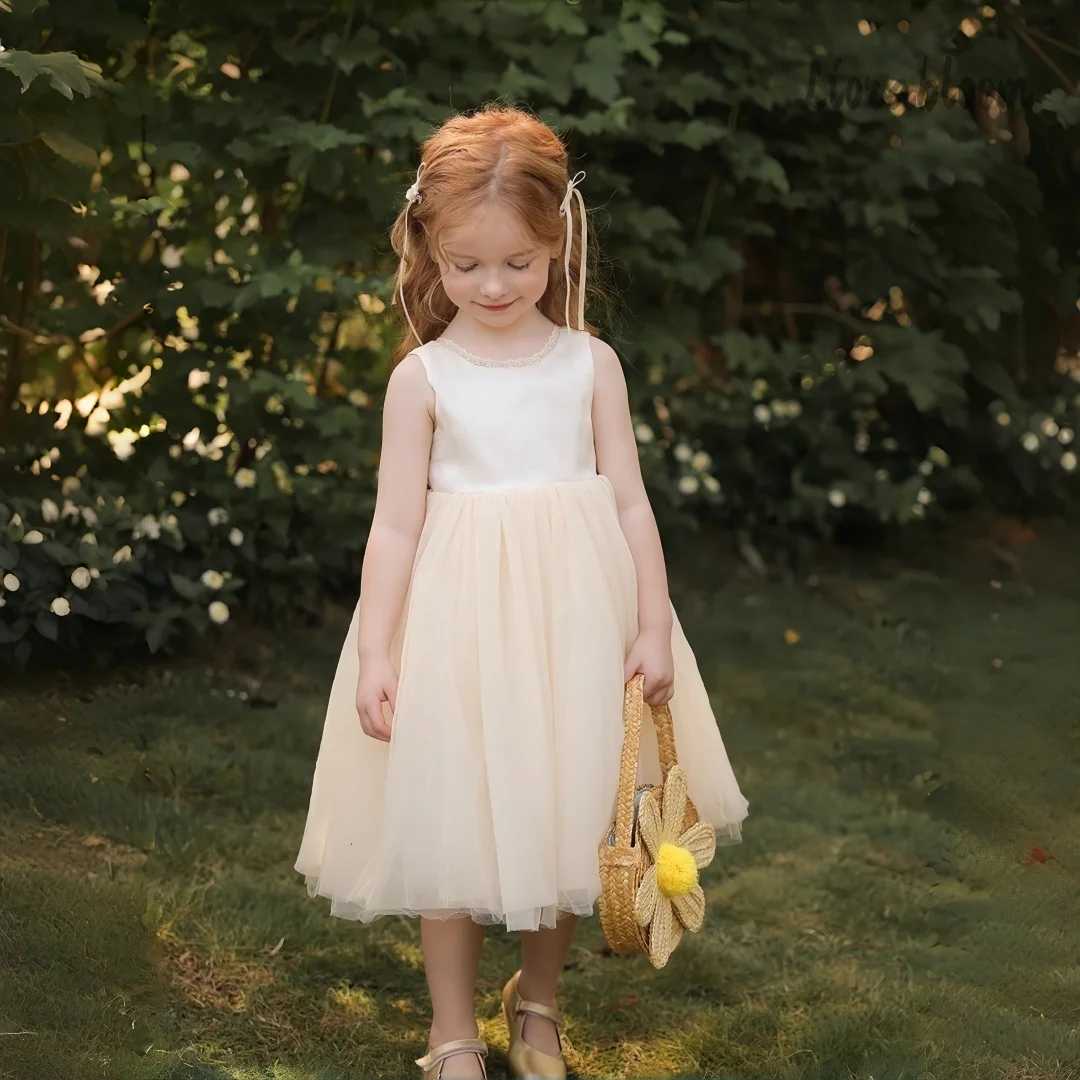 

Girls' Tulle Gown Layered Hem Design Flower Girl Dress Wedding Attire Girls' Formal Wear Party Dress Princess Dress