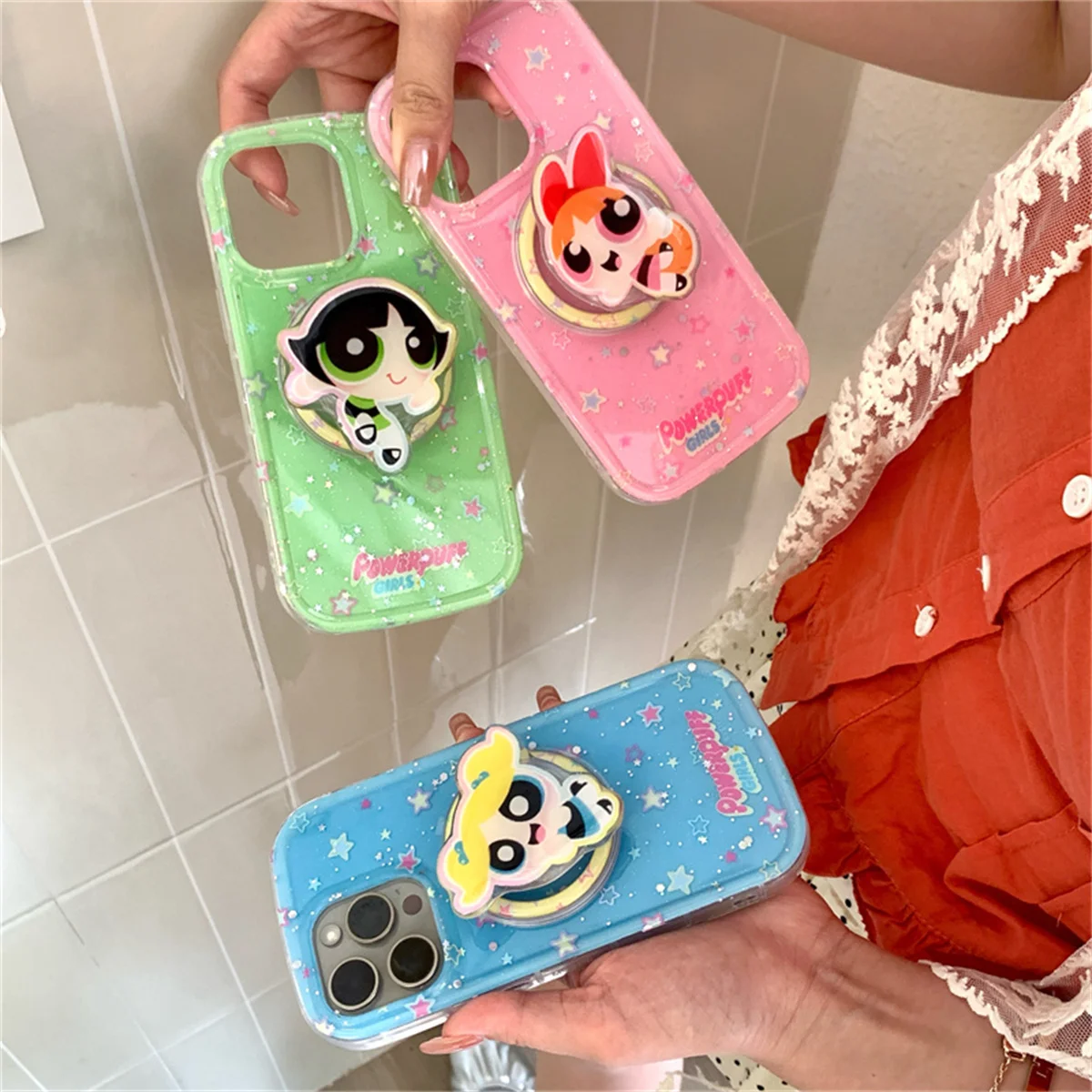 

Korean Cute Oval Shape Cartoon Magnetic Phone Case For iPhone 16 Pro 15 14 Pro Max 15Pro Back Cover with Stand Cases for Magsafe