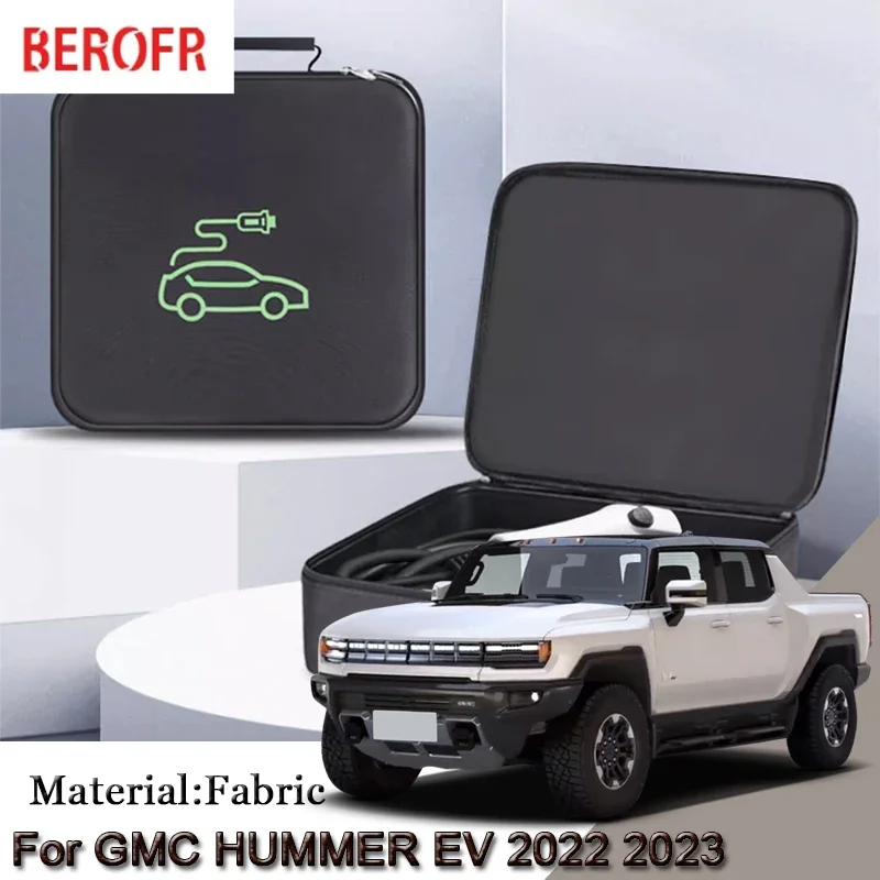 EV Car Charging Cable Storage Carry Bag Fit For GMC HUMMER EV 2022 2023 2024 Charger Plugs Sockets Waterproof Fire Retardant