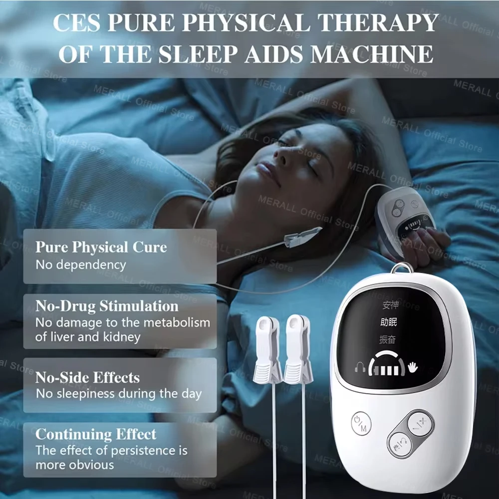 CES Sleep Aid Device Ear Clip Sleep Device Relax Anxiety Insomnia Hypnosis Soothing Sleeper Therapy Insomnia Help Sleep