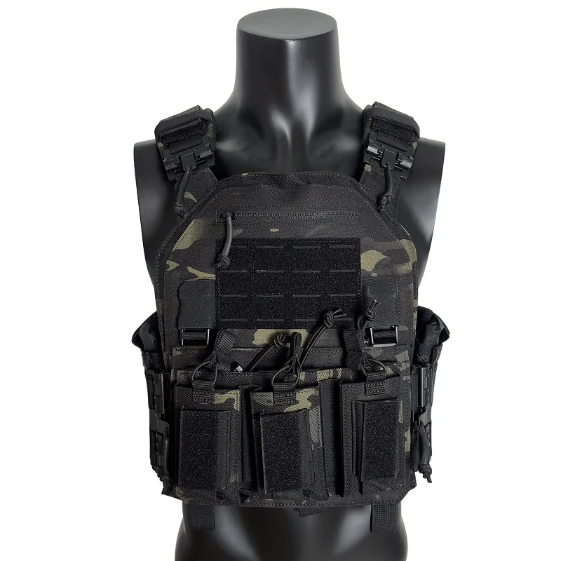 Imagem -05 - Avançado Nylon Tactical Vest com Duplo Triplo Revista Bolsa Corte a Laser Modular Sistema Molle Liberação Rápida 0305 1000d