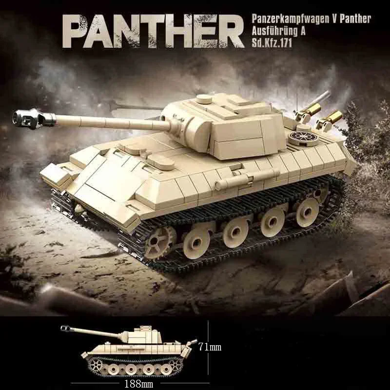

WW2 Military World War II German Leopard Medium Tank Building Blocks Bricks Kid Educational Toys for Children Boy Gifts