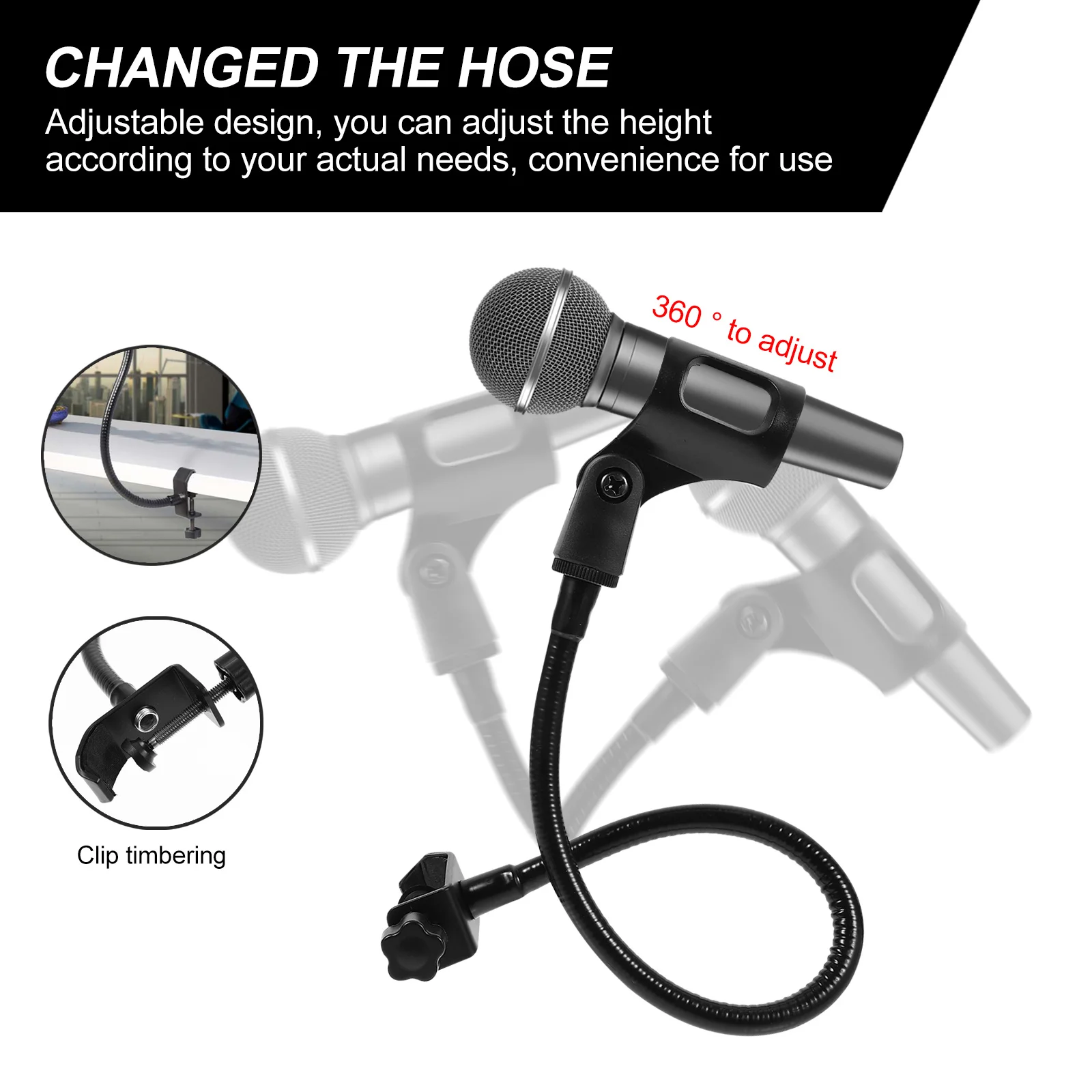 

1Pcs Professional Adjustable Microphone Holder Stand Clip-on Mic Bracket for Home Karaoke Studio Broadcasting Recording