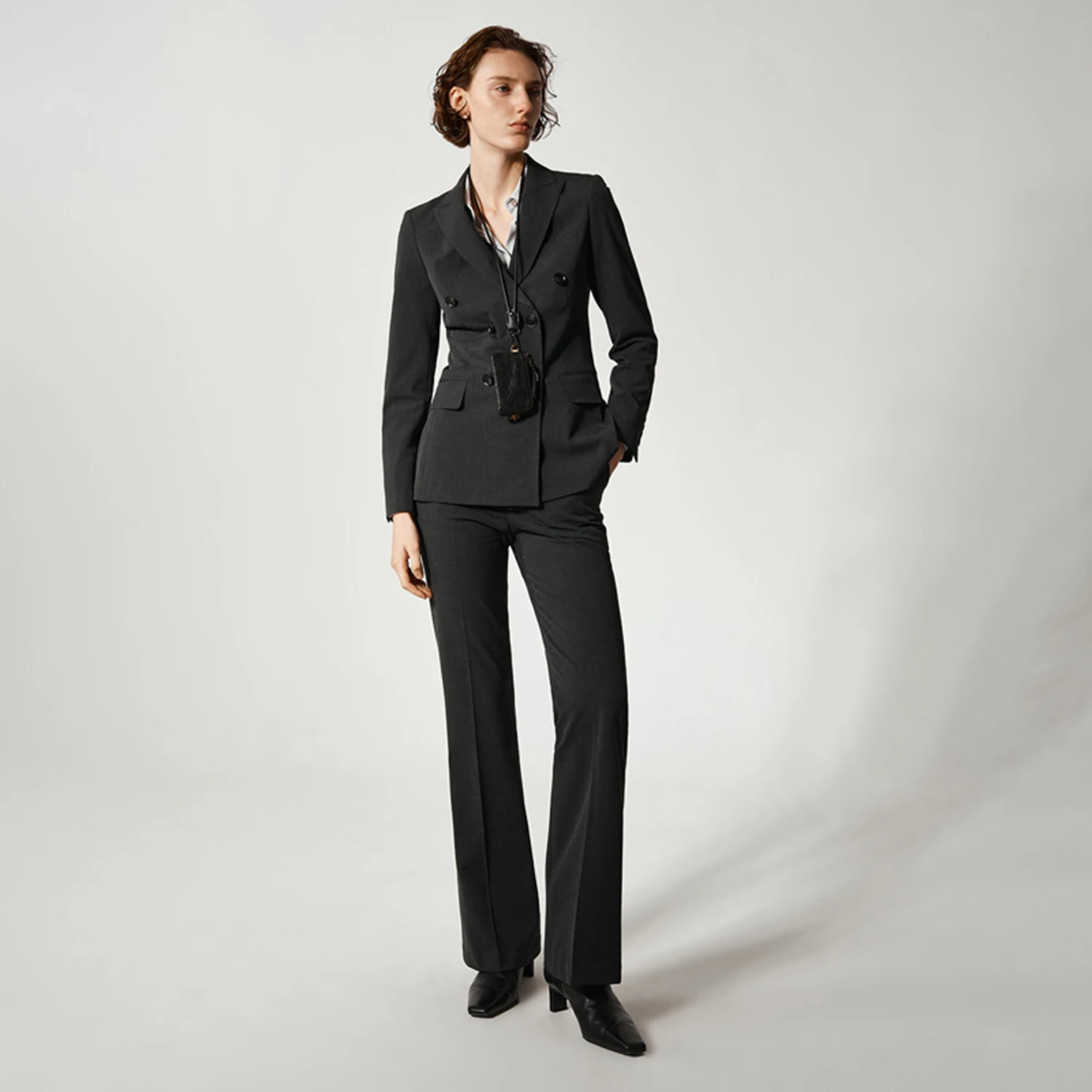 Allingentle Damesbroekpak 2-delige set Double-Breasted Damesblazer Slim Fit Mode voor kantooroutfits Aanpassen