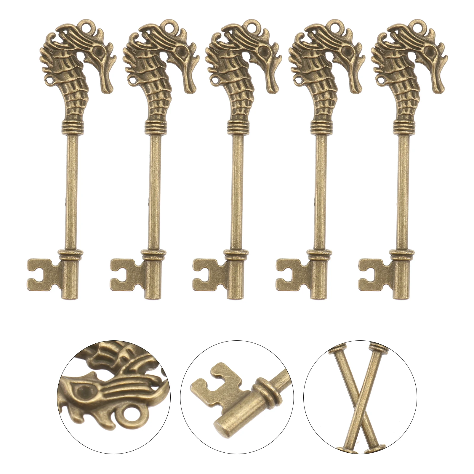 

5pcs Head Key Pendant Alloy Viking Ocean Animal Charms DIY Accessories Necklace Bracelet Decorations Safe Material