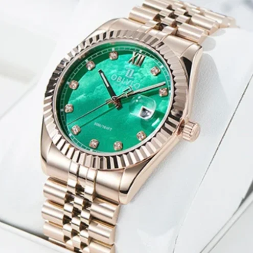 

Мужские кварцевые часы OBLVLO, 39 мм, с циферблатом MOP, водонепроницаемые 5ATM, сапфировое стекло, светящиеся, Ronda505