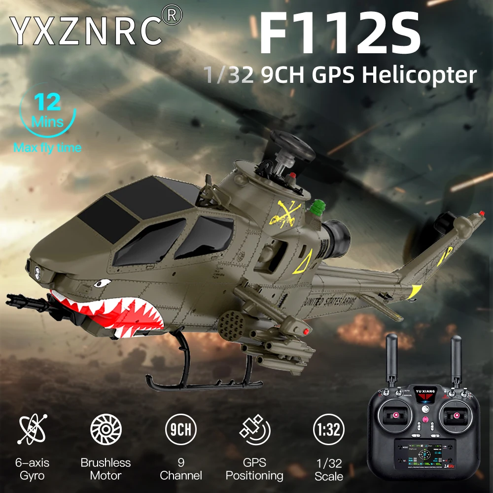 YUXIANG RC Helicopter F112S 9CH Plane 1/32 Brushless 6-axis Gyro GPS Positioning 12min Flight Time with Laser Radar Optical Flow