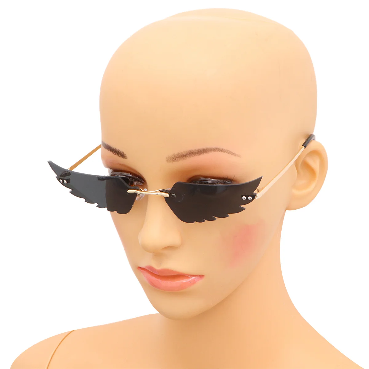 

Angel Wing Shaped Sunglasses Black Golden Frame Fashion Eyewear Lightweight Comfortable Nose Pad Stylish Gift All-Match Eyewear