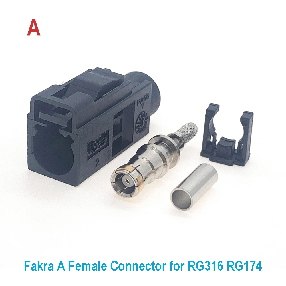 10PCS/Lot Fakra A/B/C/D/E/F/G/H/I/K/M/Z Female Jack RF Coaxial Wire Connectors for RG316 / RG174 Pigtail Cable BEVOTOP