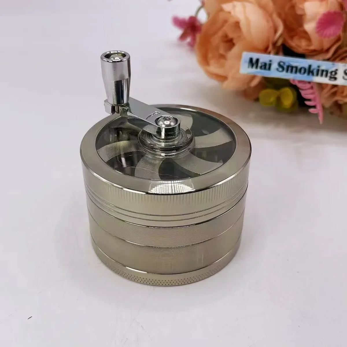 Moedor de Ervas Manual de 2,5 Polegadas com 4 Camadas, Moedor de Especiarias, Pimenta, Sal, Pilão e Ferramenta para Fumar Cigarros