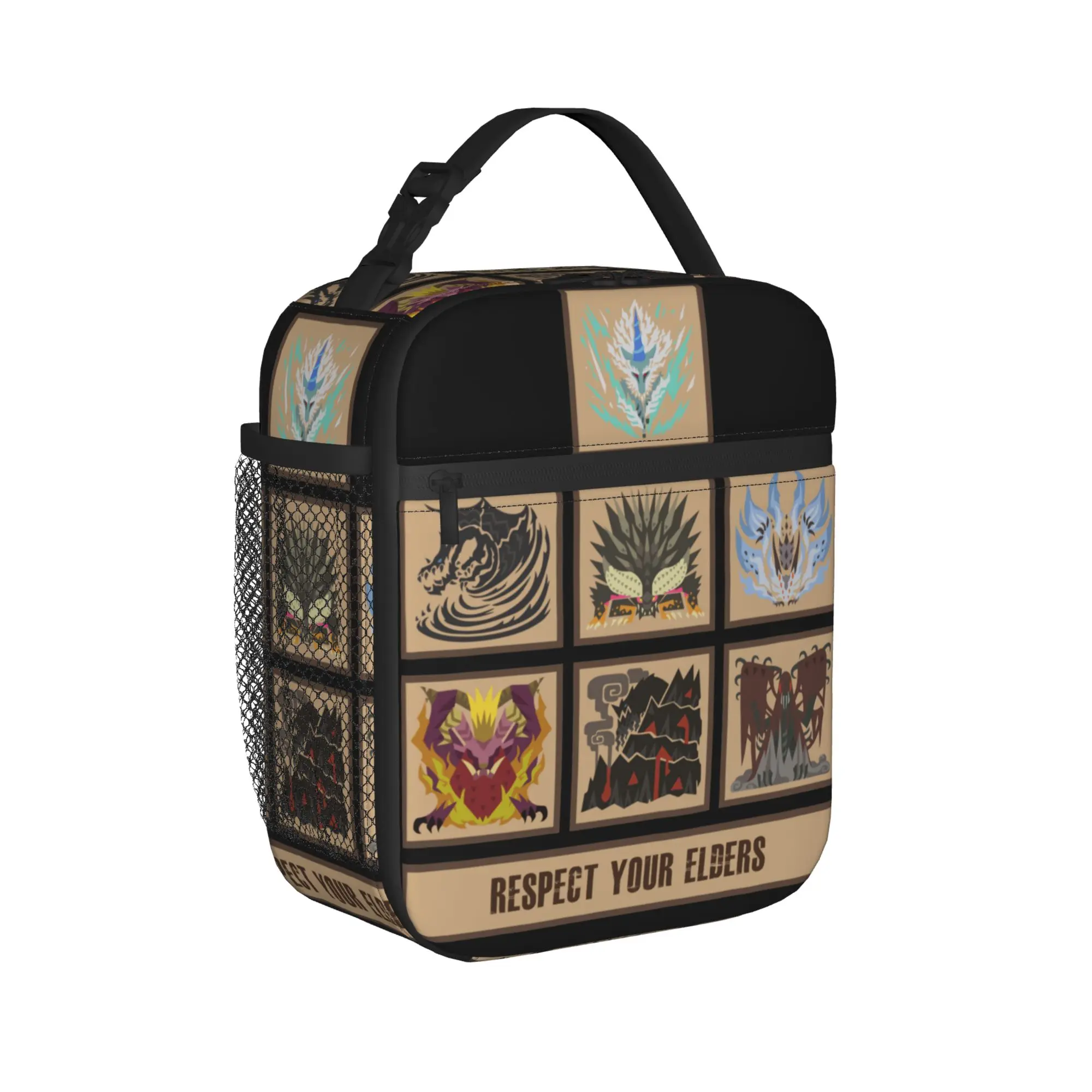 Monster Hunter World Elder Dragons Insulated Lunch Bag Cooler Bag Meal Container MHW Game High Capacity Tote Lunch Box Girl Boy