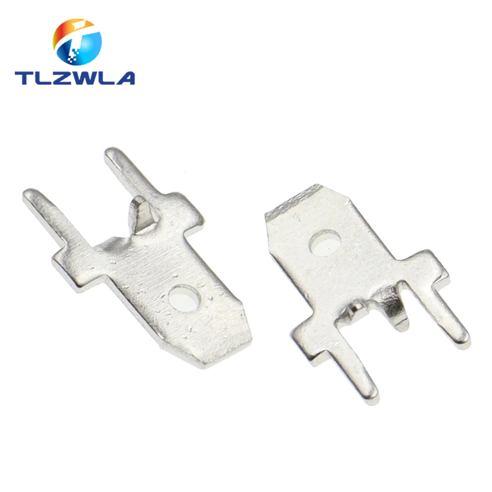 100 pz 6.3MM 4.8MM inserti spina terminale maschio 250 PCB capocorda a saldare spessore 0.8 due gambe, foglio di saldatura PCB