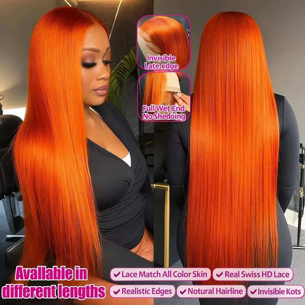 350# Colored Orange Ginger Wig - Hd Lace Frontal Wig Human Hair Pre Plucked recension och pris