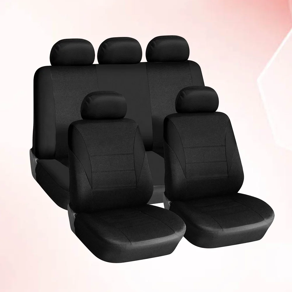 

9Pcs Universal Car Seat Covers 5 Seats Easy-Fit Wear Resistant Car Seat Protector Mat Auto Interior Accessory Black