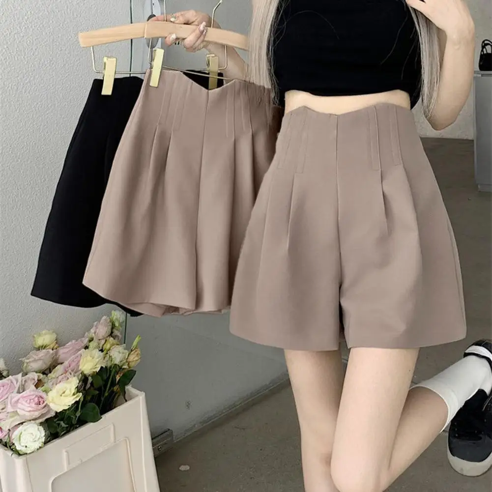 

Women's Suit Shorts High-Waisted Pleated Shorts Summer Dressy Work Shorts Casual Wide-Leg Five-point Pants Women Loungewear
