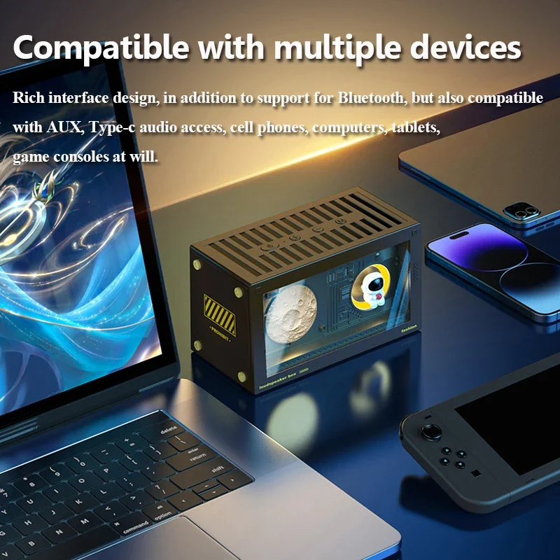 ブルートゥースとHi-Fiサウンドを備えたポータブルヴィンテージスピーカー,サブウーファー,ワイヤレスmp3ミュージックプレーヤー,温かみのあるアンビエントライト,TFサポート,USB, AUX