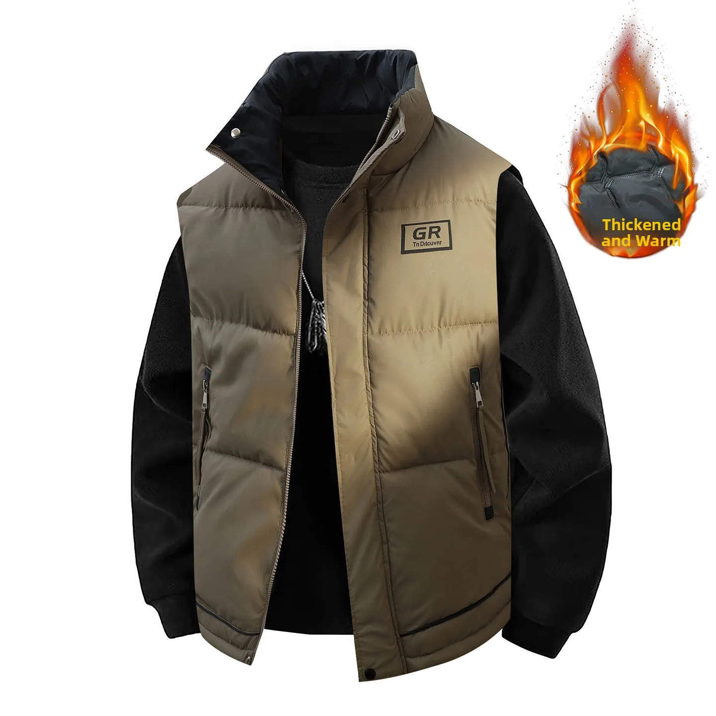 

Мужская утепленная куртка-жилет с капюшоном, свободного кроя, модная верхняя одежда, зима 2025, новинка