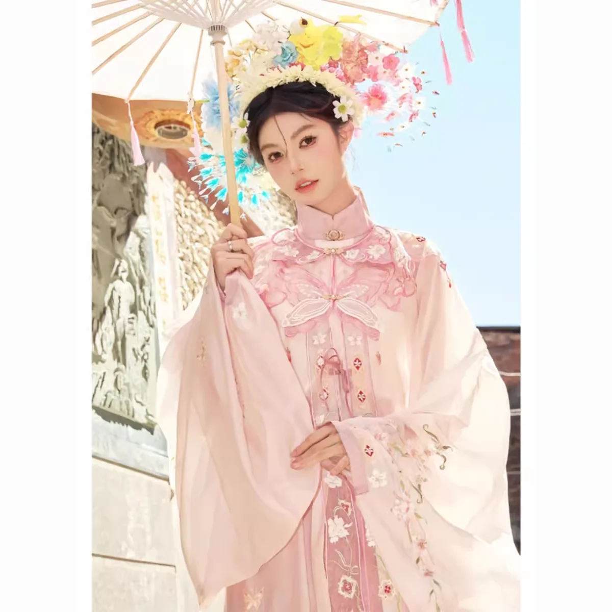 Adult female hairpin Hanfu new embroidered Ming-made cloud shoulder stand-up collar cardigan horse skirt